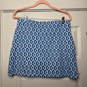 J. McLaughlin Womens Geometric Print Elastic Waist A Line Skort Blue Size Medium